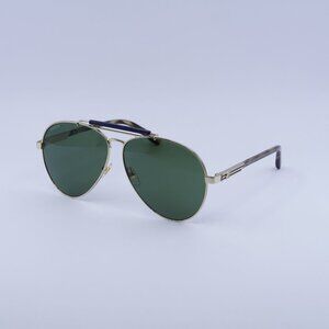 Gucci GG1287S 003 Sunglasses - Gold Aviator Frame, Green Lenses